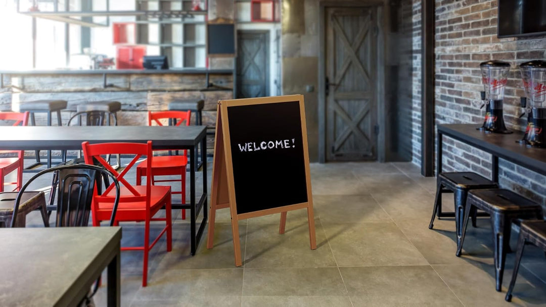 ALLboards Kundenstopper mit Gold, lackiertem Holzrahmen 100x60cm, Werbetafel, Gehwegaufsteller, Aufs