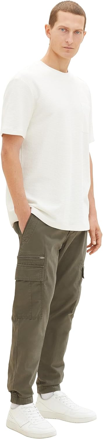 TOM TAILOR Herren Regular Fit Cargo Hose aus Baumwolle XXL 10415 - Dusty Olive Green, XXL 10415 - Du