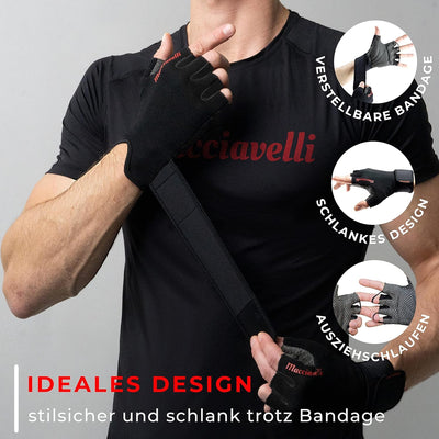 MACCIAVELLI® Fitness Handschuhe Herren Damen - Trainingshandschuhe für Krafttraining, Kraftsport, Bo