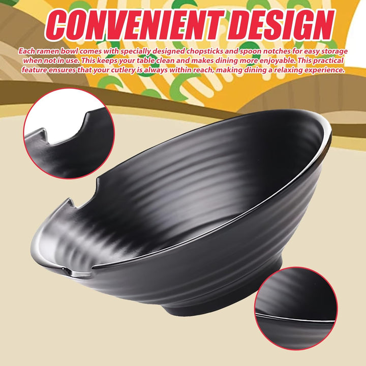 2er Ramen Bowl Set mit Stäbchen und Löffel - 1000ml Japanisches Geschirr für Suppe, Pho und Sushi -