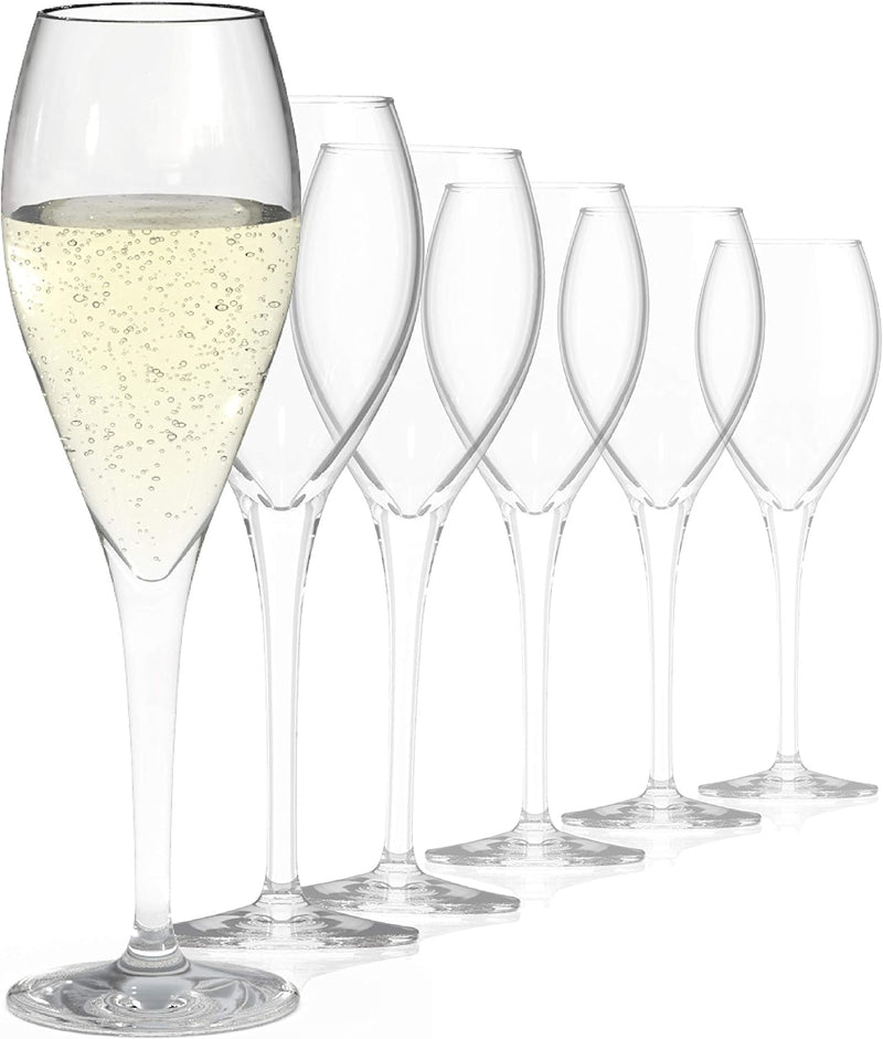 Sahm Champagner Gläser (6 STK) - Champagnerflöten a 220 ml - Ideal auch als Sektflöten & Sektgläser
