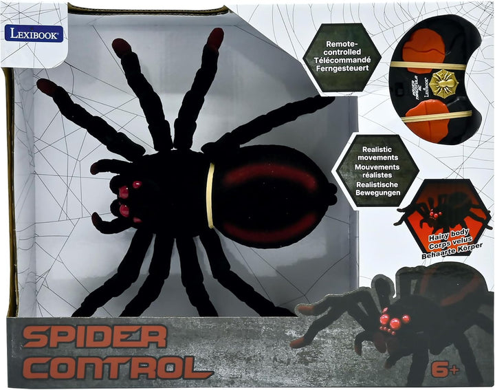 Lexibook, Ferngesteuerte realistische Tarantel/Spinne, 8 haarige Beine, 2 Mandibeln, Lichteffekte in