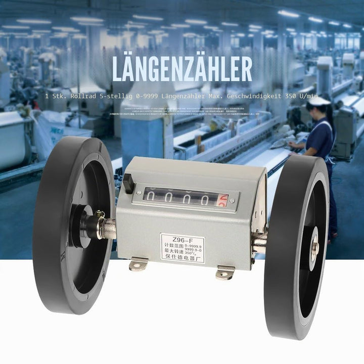 Meterzähler, Rollendes Rad 5 Digits 0-9999.9 Längenzähler Max. Geschwindigkeit 350 U/min zum Aufzeic