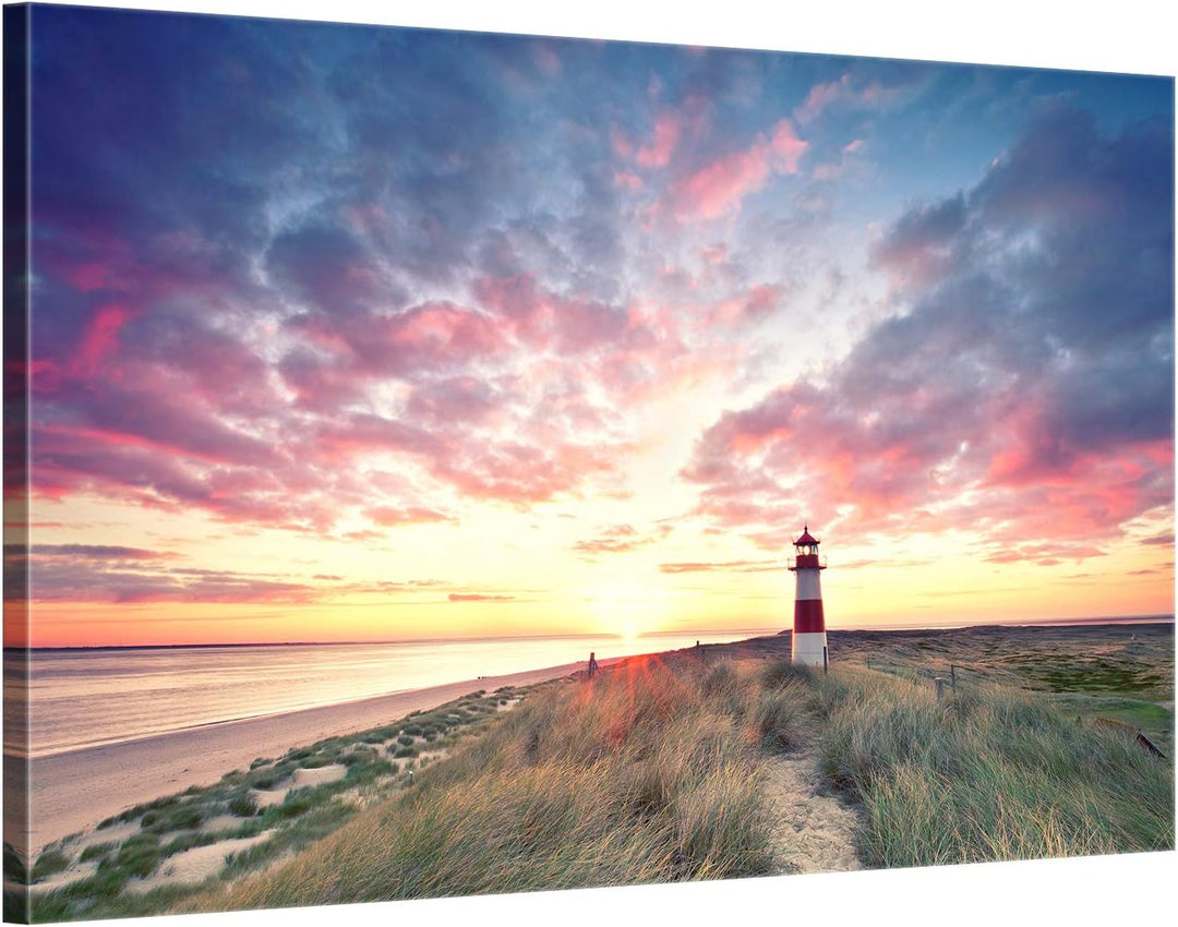 ge Bildet Bild auf Leinwand | Landschaftsbilder - Leuchtturm auf Sylt T in 70x50 cm als Wandbild | W