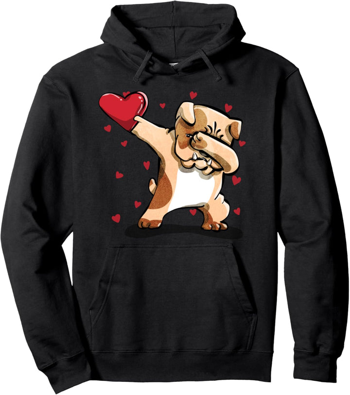 Tupfender Bulldog & Herz - Lustige Valentinestag Geschenke Pullover Hoodie