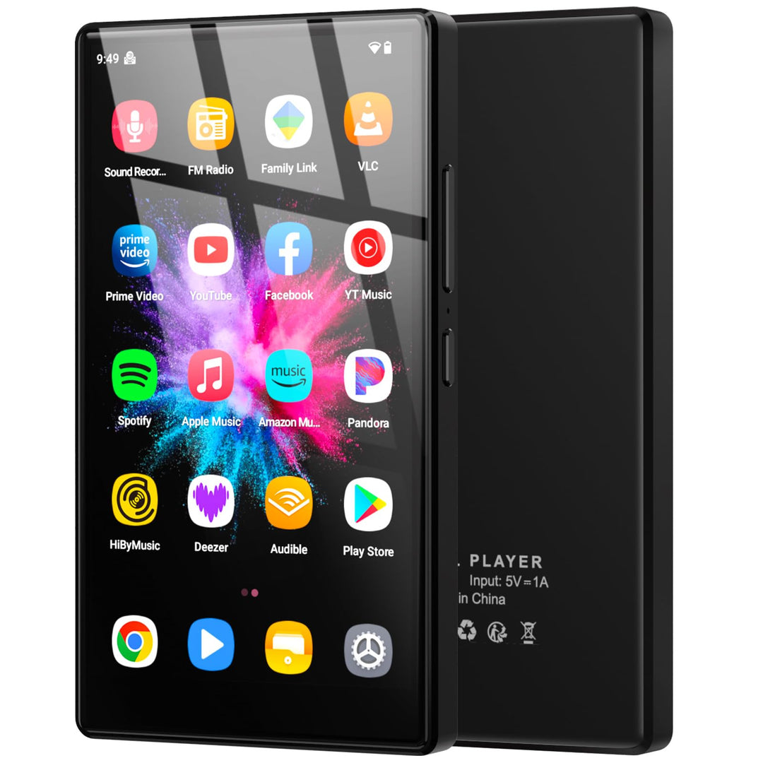 96 GB MP3 Player mit Android 13 OS, 5 Zoll MP3 Player mit Bluetooth und WiFi, 1080P HD MP4 Player, M