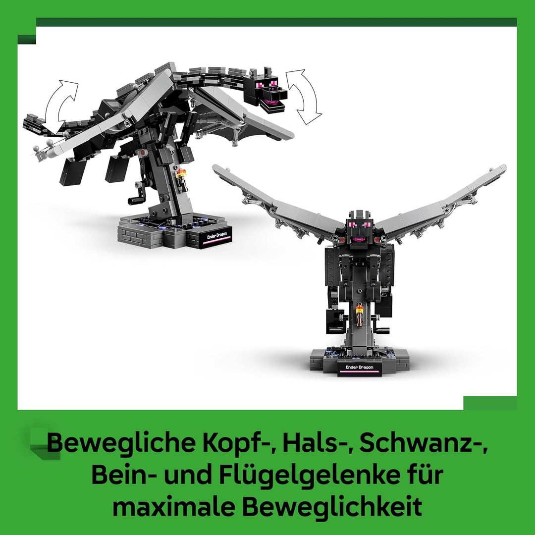LEGO Minecraft Der Enderdrache - Interaktives Spielzeug mit schlagenden Flügeln und Exit Portal-Stän
