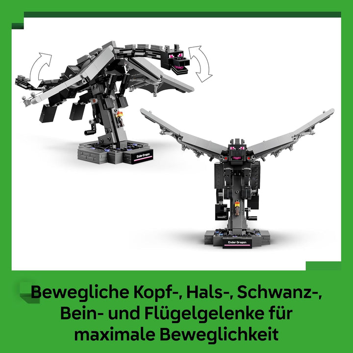 LEGO Minecraft Der Enderdrache - Interaktives Spielzeug mit schlagenden Flügeln und Exit Portal-Stän