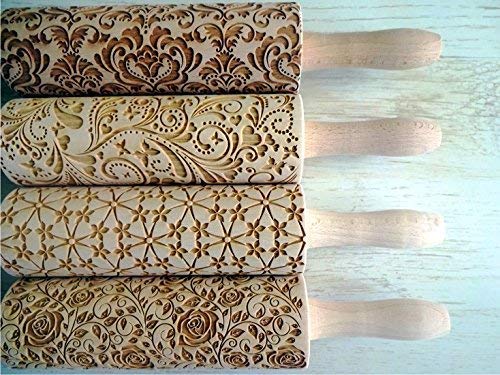 Nudelhölzer 4-er SET - wählen Sie 4 beliebige. Teigroller für Teig & Plätzchen. Gravierte Nudelholz