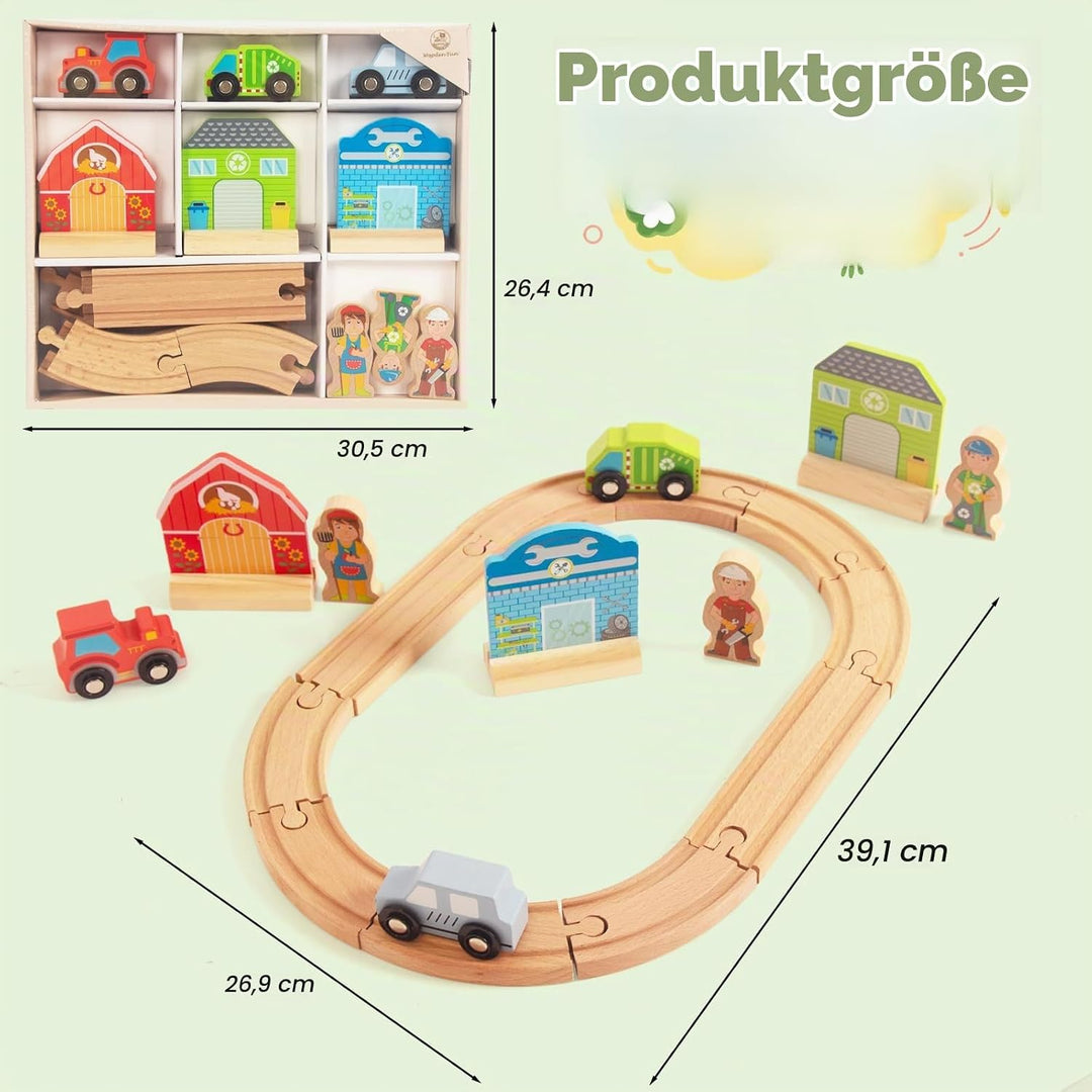 Holz Schiene Wagen Set Landwirtschaft, städtische Gesundheit Thema Kinder Spielzeug Holz Eisenbahn 3