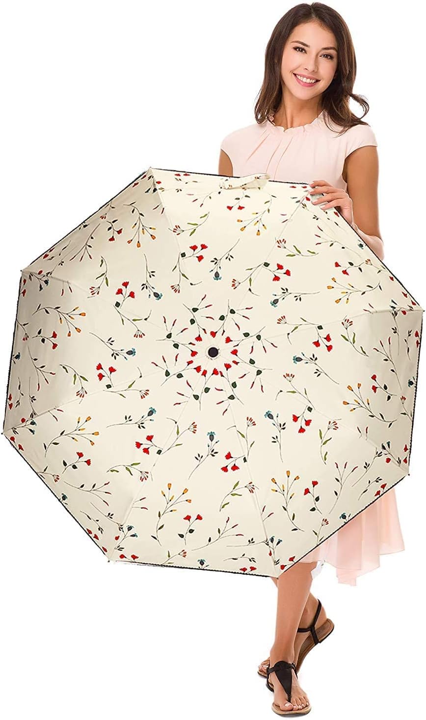 CUBY Regenschirm, Sonnenschirm, Freien Uv-Schutz Damen Automatik Faltschirm Winddicht Regenfest, Min