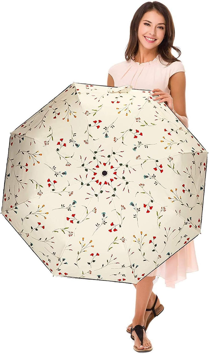 CUBY Regenschirm, Sonnenschirm, Freien Uv-Schutz Damen Automatik Faltschirm Winddicht Regenfest, Min