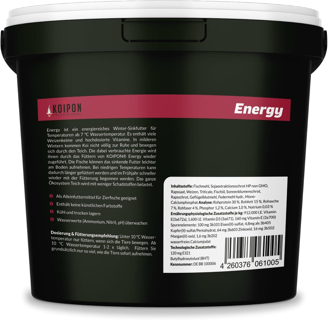 KOIPON Energy Winterfutter 1,5 kg 6 mm, sinkend, für Koi &amp; Goldfische | Energiereiches Winterfutter,