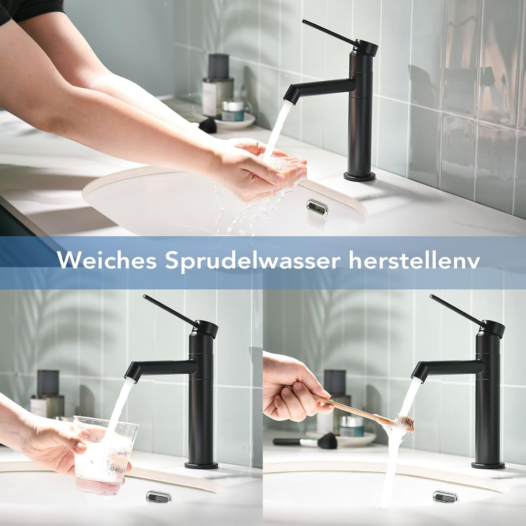 KeeGone Waschtischarmatur 360° drehbar Wasserhahn Bad mit Warm- und Kaltwassermischer Auslaufhöhe 12