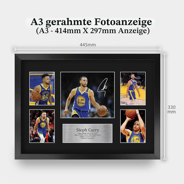 HWC Trading FR A3 Steph Curry Golden State Warriors Geschenke Gedruckt, Signiert Autogramm-Präsentat