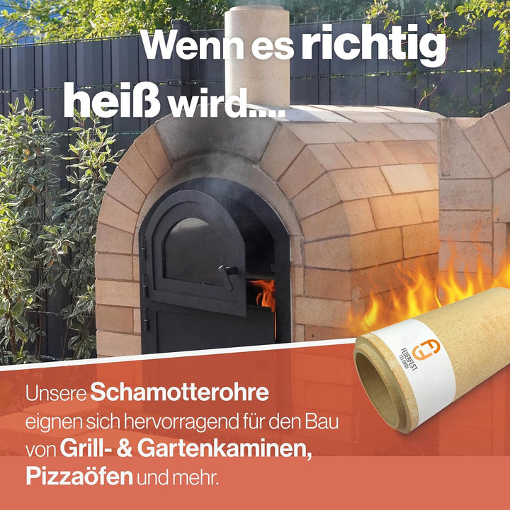 Feuerfest 123 - Schamotterohr Ø 120x300 mm (Innendurchmesser x Länge), für den Bau von Öfen und Kami