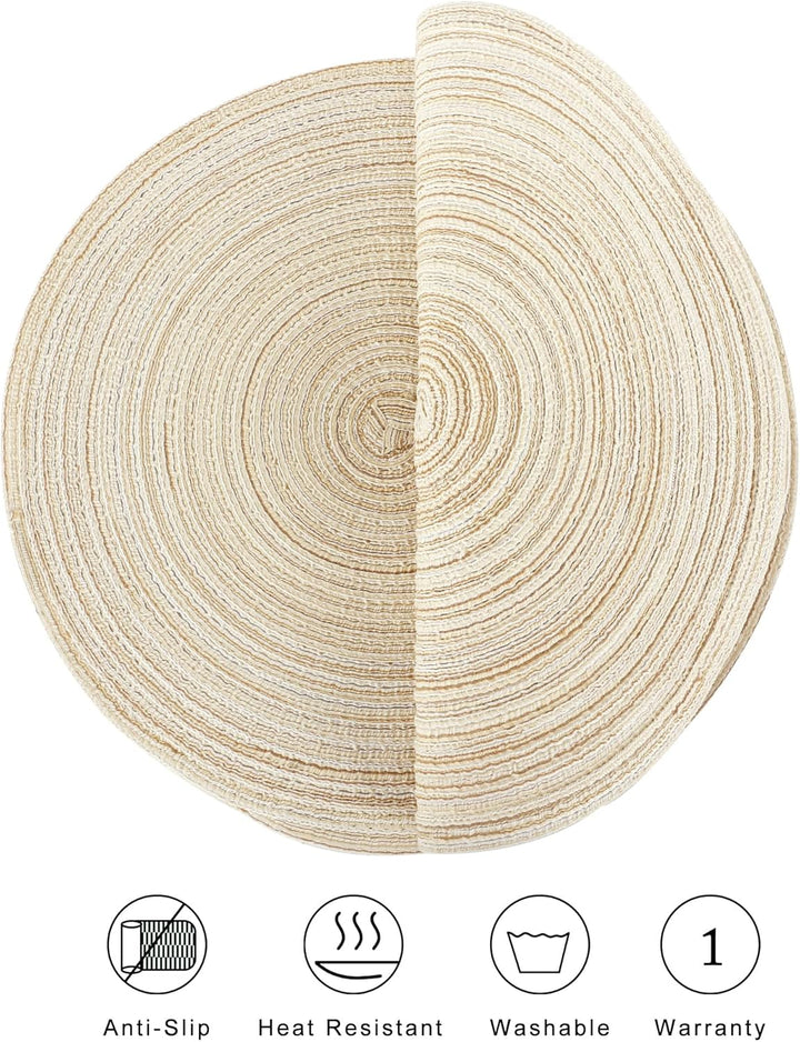 Tischset Rund Geflochten, Platzset Rund 6 stück, Baumwolle Tischsets Abwaschbar Hitzebeständige, 37