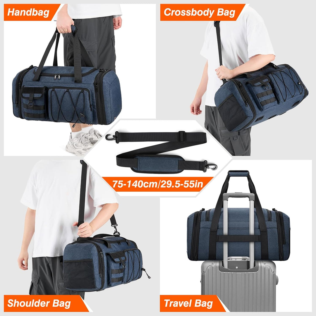 RAINSMORE Sporttasche Herren 40L Wasserdicht Sporttaschen mit Schuhfach Nassfach Erweiterbare Reiset