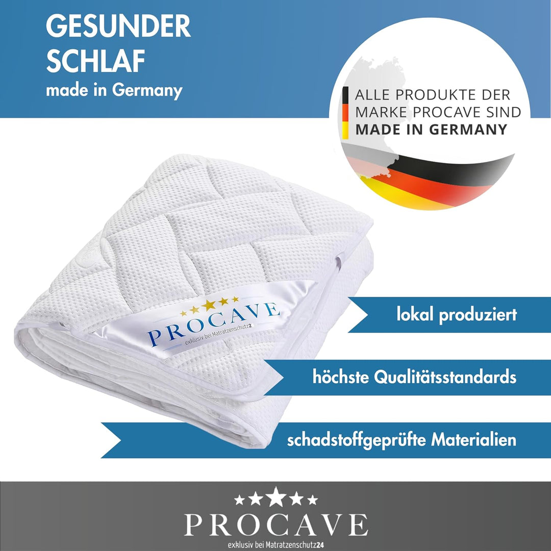 PROCAVE Matratzenauflage Lyocell-Tencel versteppt, Matratzenschoner mit 4-Eckgummis, Matratzen-Spann