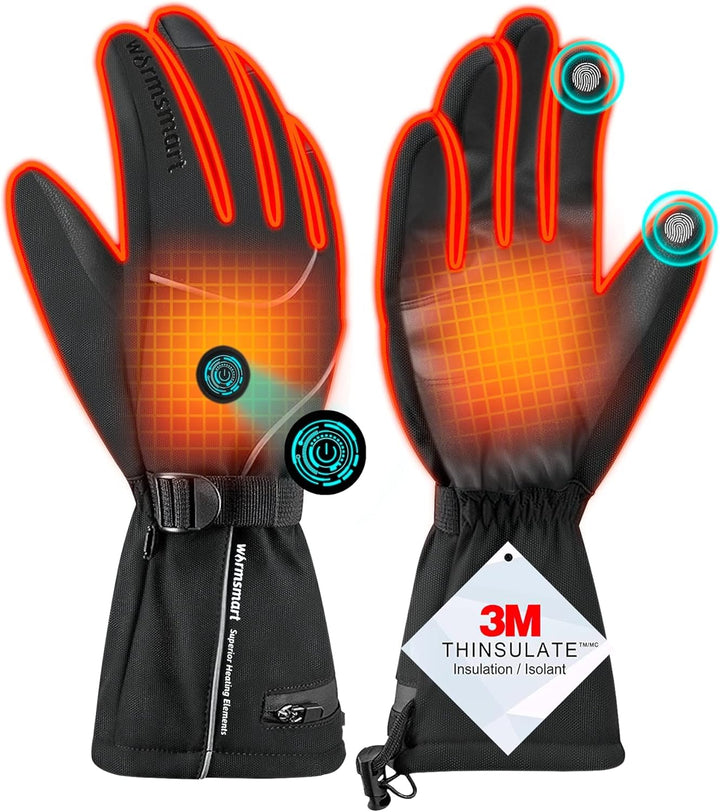 Beheizbare Handschuhe, 7.4V 3000mAh Beheizte Handschuhe für Damen Herren, Winddicht Touchscreen Heiz