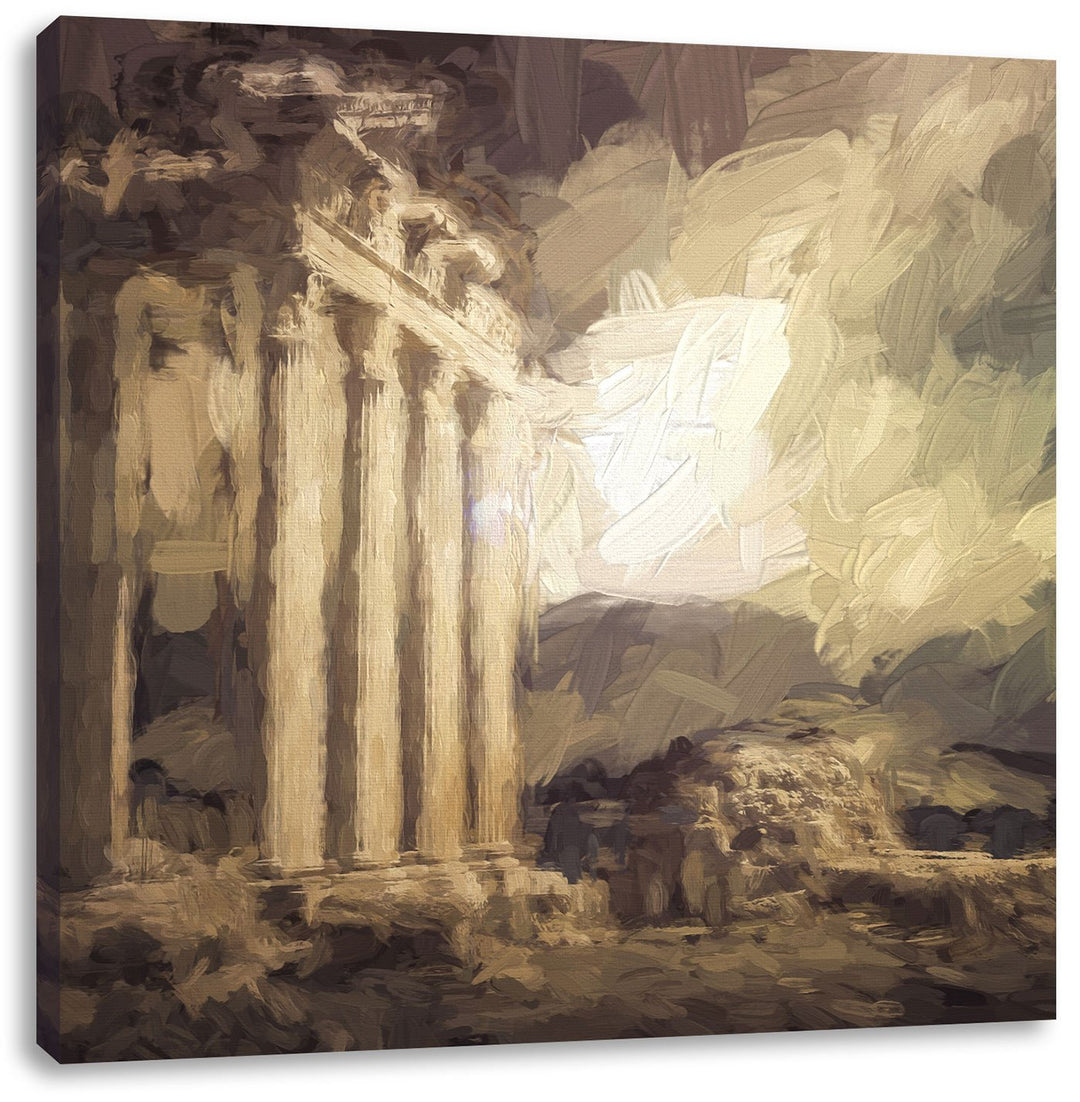 Pixxprint Apollon Tempel Ruine in Side als Leinwandbild/Grösse: 70x70 cm/Wandbild/Kunstdruck/fertig