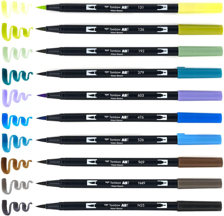 Tombow 56169 Dual Brush Pen Art Marker, Querformat, 10 Stück Mischbare, Pinsel- und feine Spitze