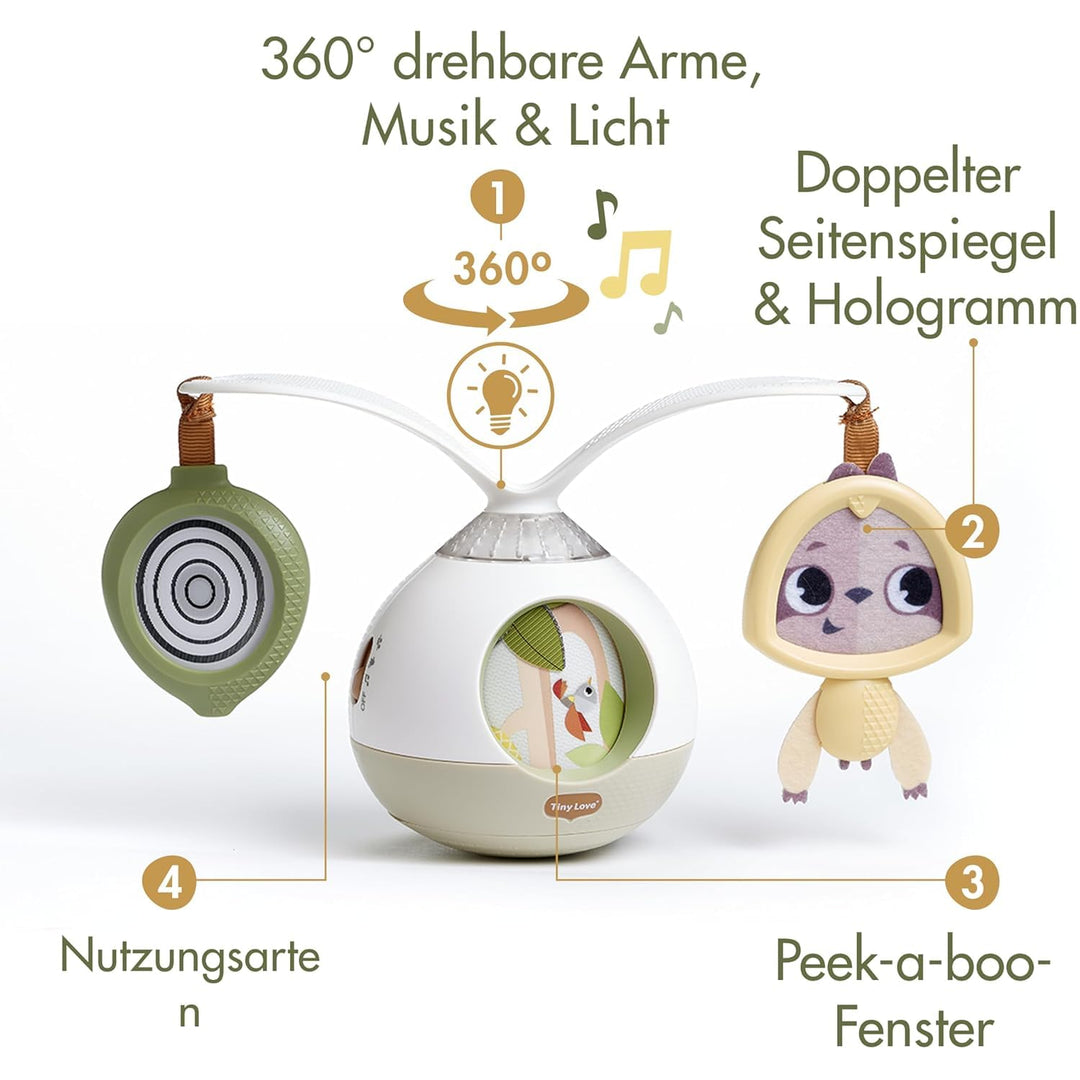 Tiny Love 2-in-1 Tummy Time Mobile Baby mit Musik & Licht, 360° Drehbares, 0+ Monate, für Kinderwage
