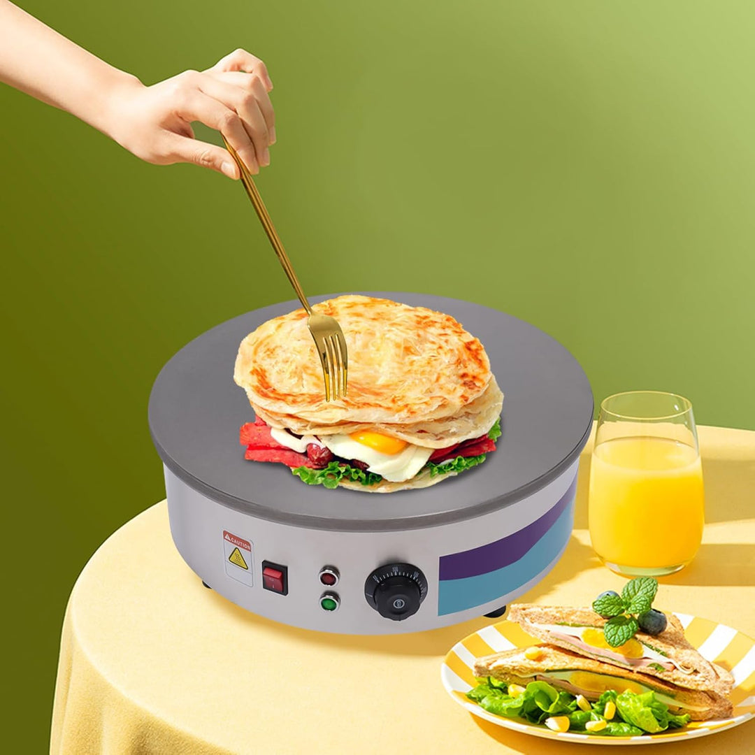 Crepes Maker, 2800W Crepesmaker mit Teigverteiler und Wender, Grosse Backfläche mit 45cm Ø, Crepes E