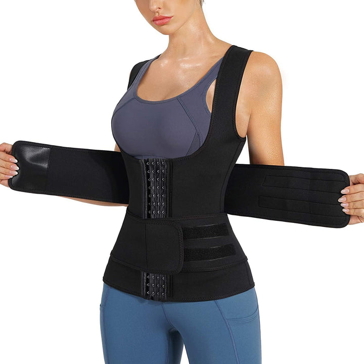 KUMAYES Sauna Weste Damen mit Bauchweggürtel Neopren korsett damen bauchweg waist trainer shapewear