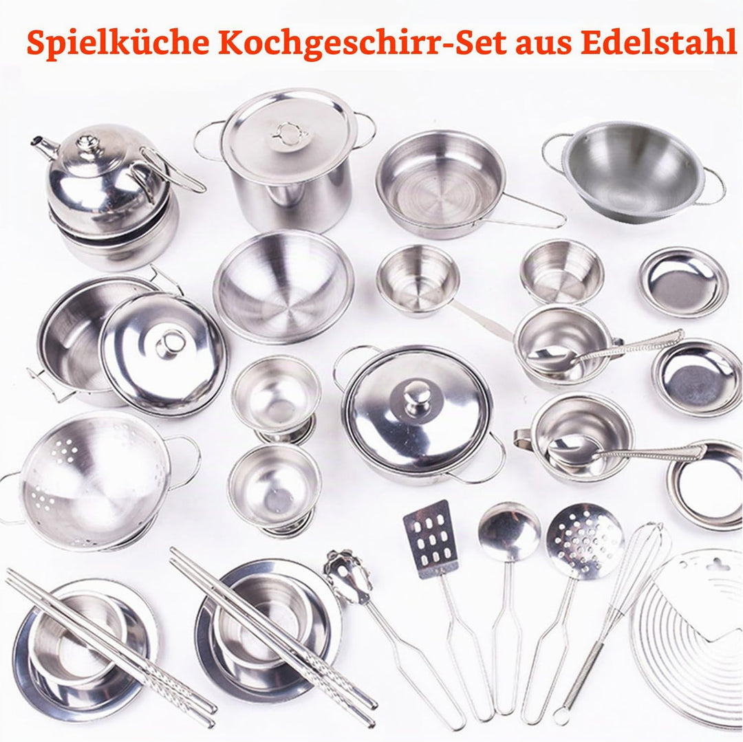 Kochutensilien Set Edelstahl Küchenspielzeug Pretend Play Töpfe Pfannen Spielzeug Kochgeschirr Kits