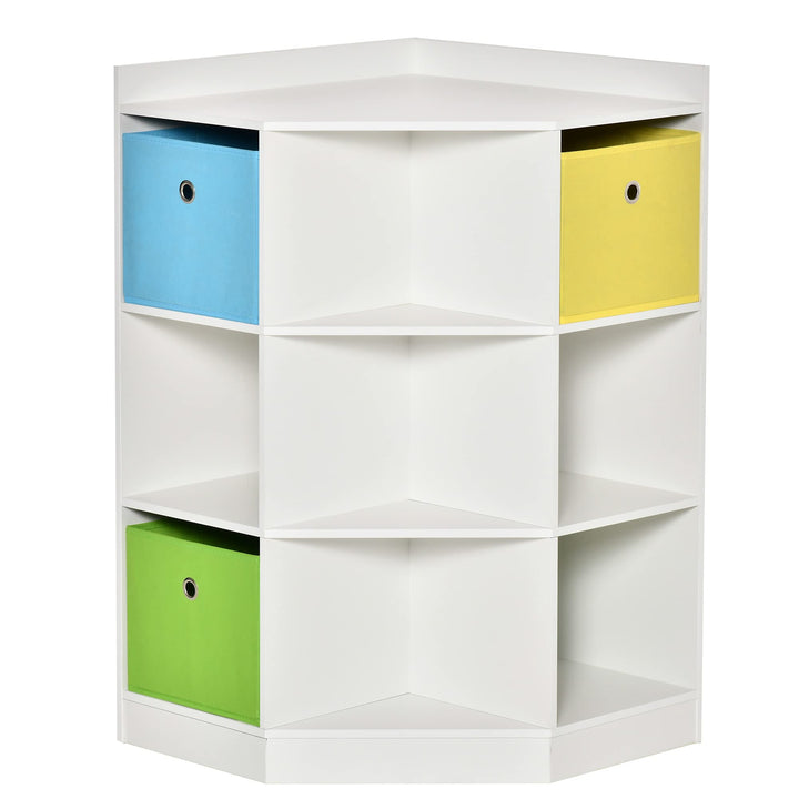 HOMCOM Kinderregal Bücherregal für Kinder Spielzeug-Organizer Kinderzimmerregal mit 3 Aufbewahrungsb