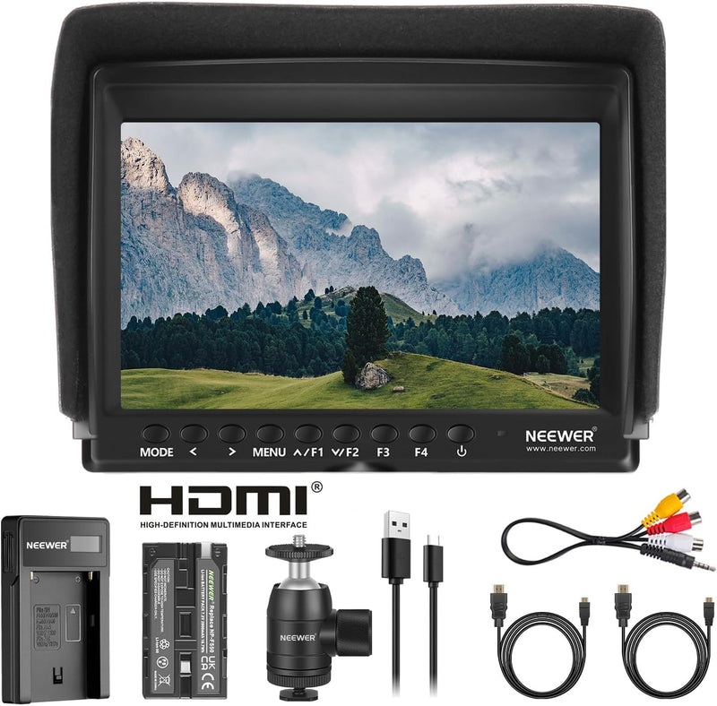 NEEWER Verbesserter F100 7" Kamera Feldmonitor HD Video Assistent Schlank IPS 1280 x 800 HDMI Eingan