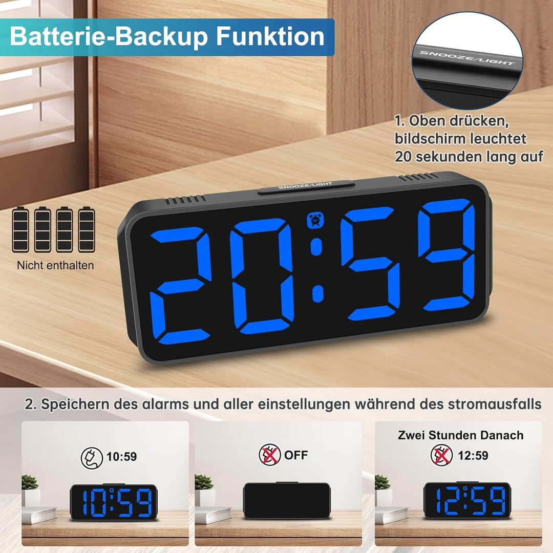 Eachui Wecker Digital Ohne Ticken wecker für Kinder Kleiner Uhr Lautstärke und Helligkeit Einstellba