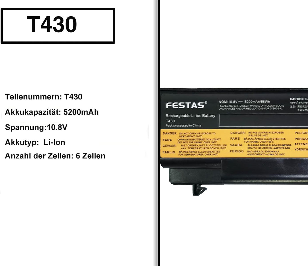 5200mAh 70+ 45N1001 45N1000 45N1007 45N1011 42T4757 0A36303 Laptop Akku für Lenovo ThinkPad T430 T43