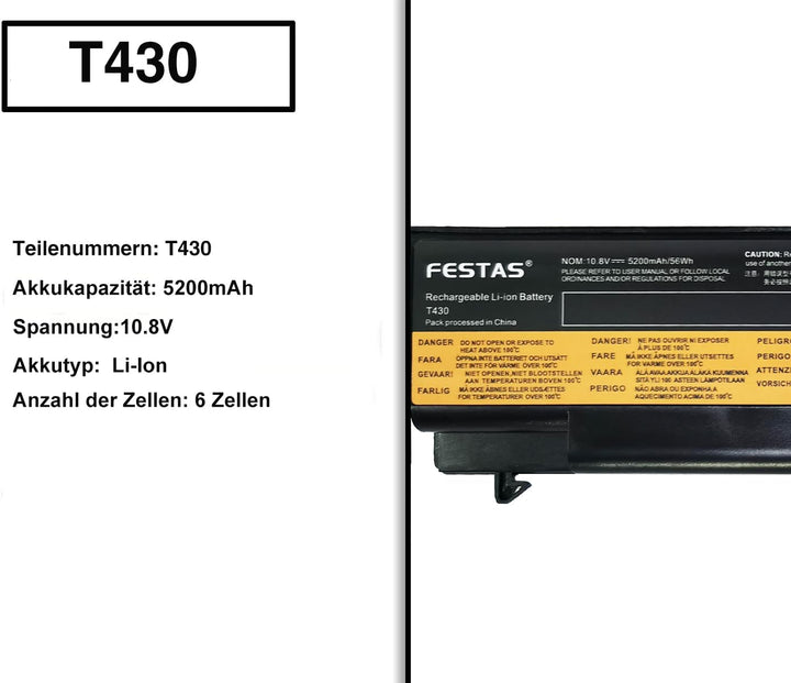 5200mAh 70+ 45N1001 45N1000 45N1007 45N1011 42T4757 0A36303 Laptop Akku für Lenovo ThinkPad T430 T43