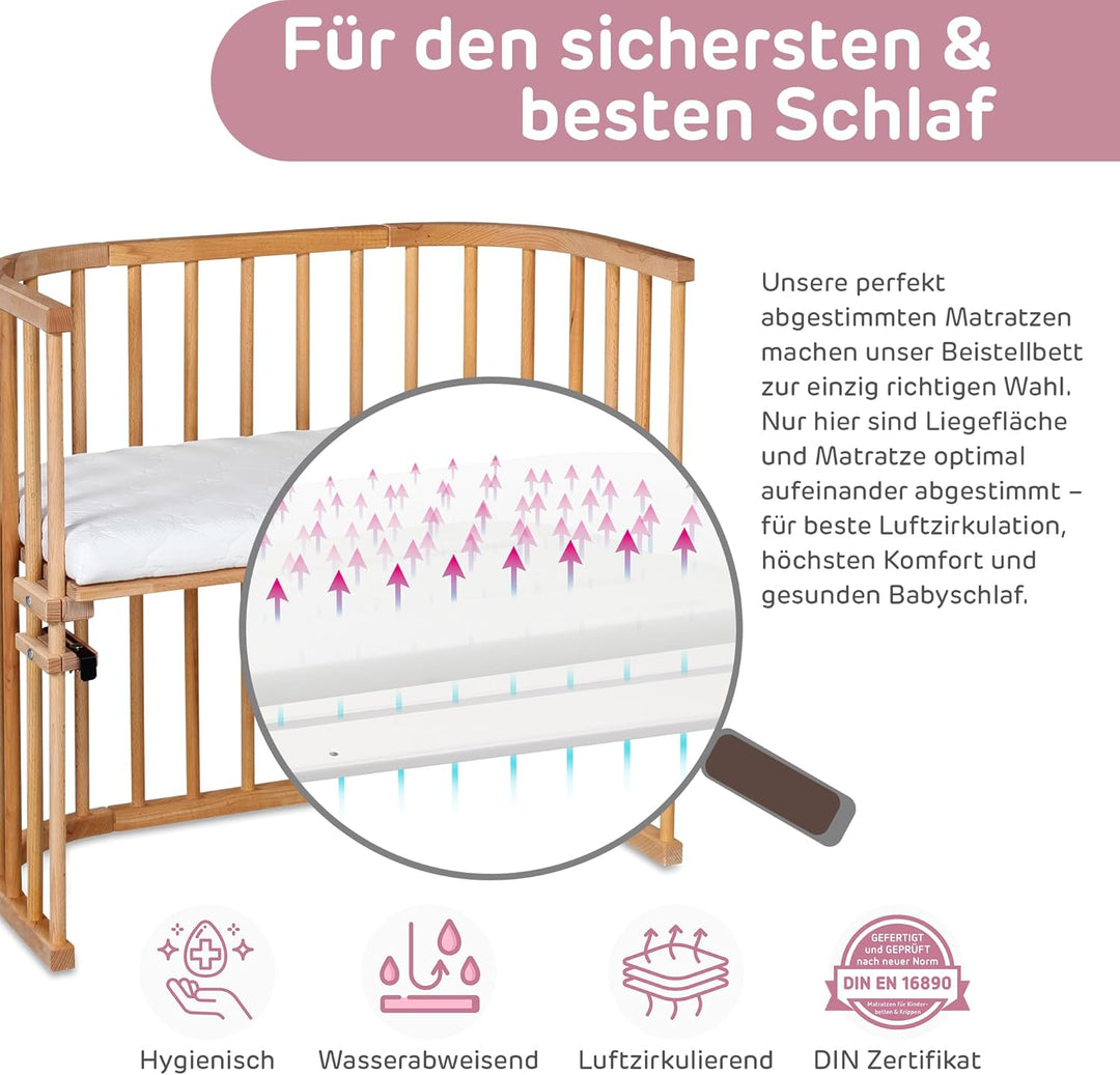 babybay Original Beistellbett aus massivem Buchenholz/kompakt & verwandelbar/Kinderbett Höhe stufenl