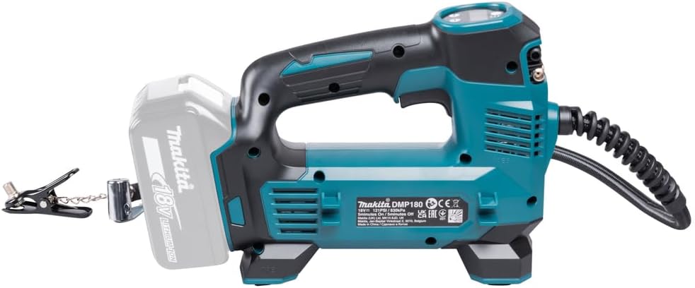 Makita DMP180Z Akku-Kompressor 8,3 bar 18 V (ohne Akku, ohne Ladegerät) Blau, Silber