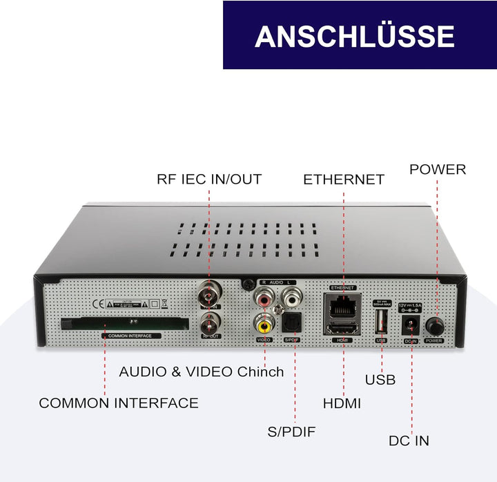 WWIO BrE2ze T2/C Hybrid Digital Receiver (Full HD-TV, DVB-T2, DVB-C, Enigma2, PVR-Ready, LAN, HDMI-K