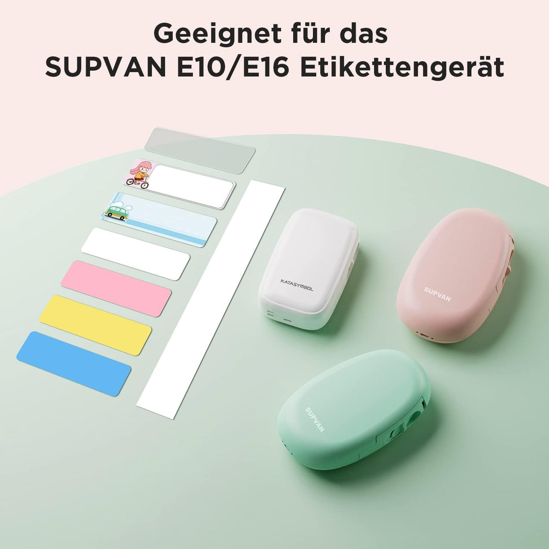 SUPVAN Thermo-Etikettenband, E10/16 Etiketten Papier, Endlos-Etikettenband 15 mm x 6 m, wasserfeste