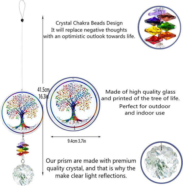 H&D HYALINE & DORA Kristall Regenbogen Sonnenfänger Glasbaum Leben Ornamente, Hängende Chakra Perlen