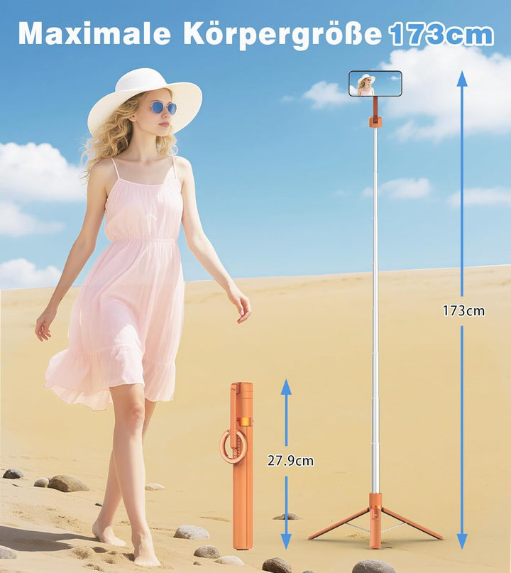 TONEOF 173cm Magnetisches Selfie Stick Stativ, Stark Magnetischer Aluminium Halter für Magsafe, 360°