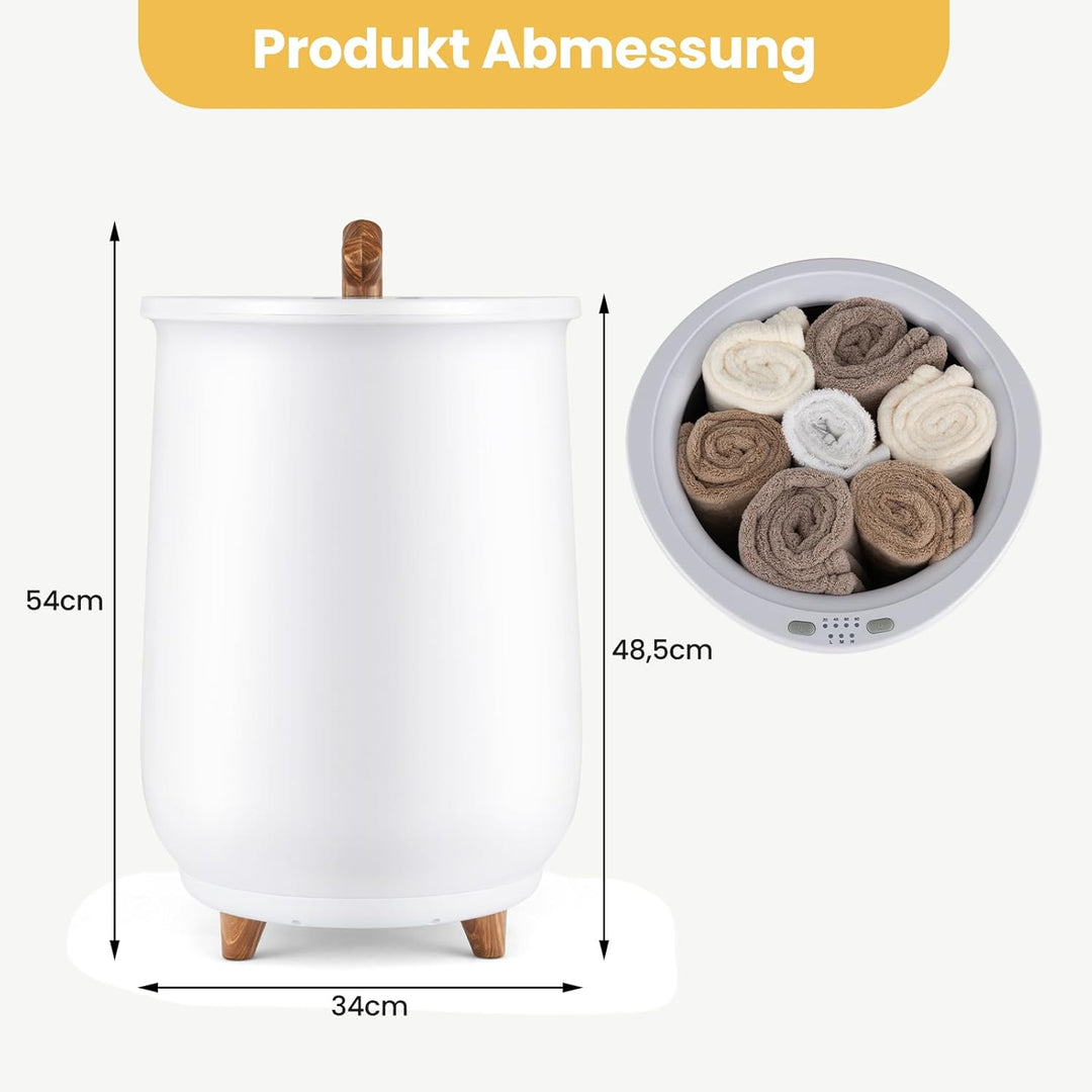 COSTWAY 23L Handtuchwärmer elektrisch, Handtuchtrockner mit 3 Heizstufen, 20/40/60/90-Minuten-Timer,
