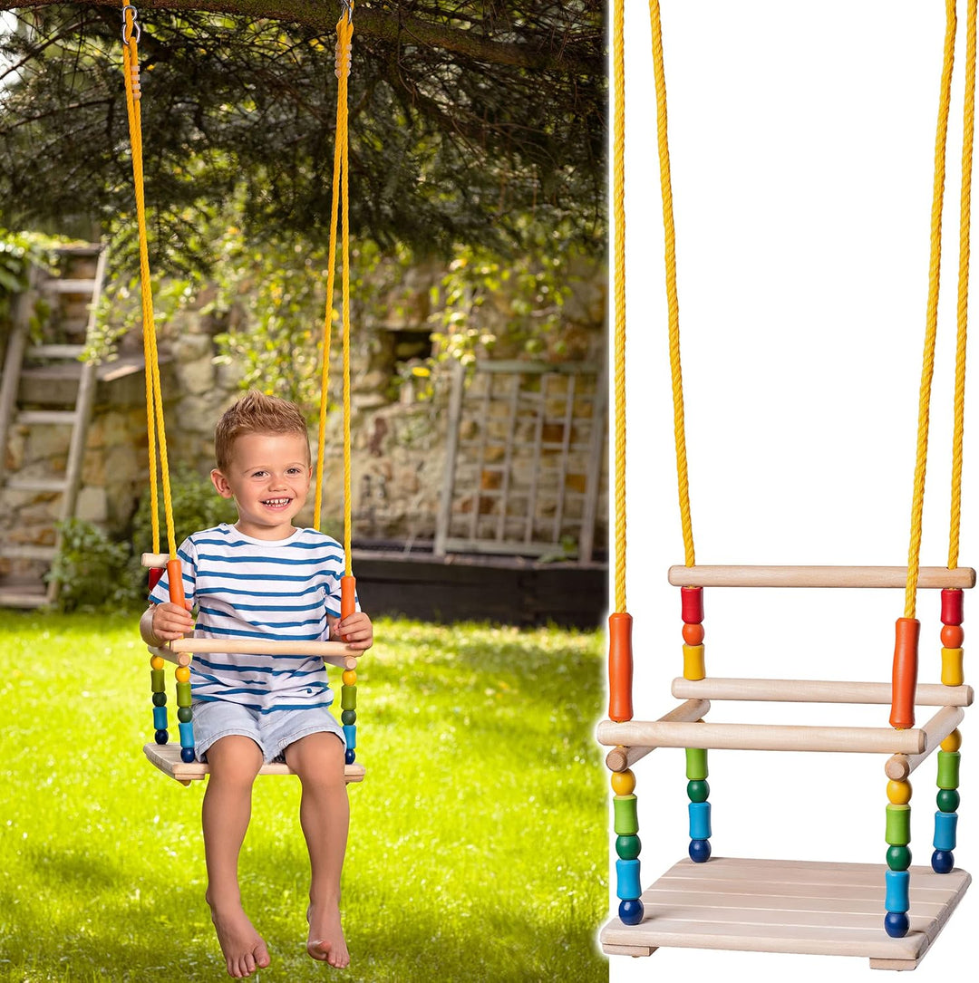 alles-meine.de GmbH 1 Stück Kinderschaukel/Schaukel aus Holz + Türreck - Gitterschaukel - mitwachsen