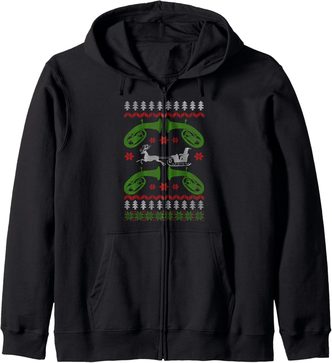 Bariton Ugly Christmas Weihnachtsfeier Blasmusik Motiv Kapuzenjacke