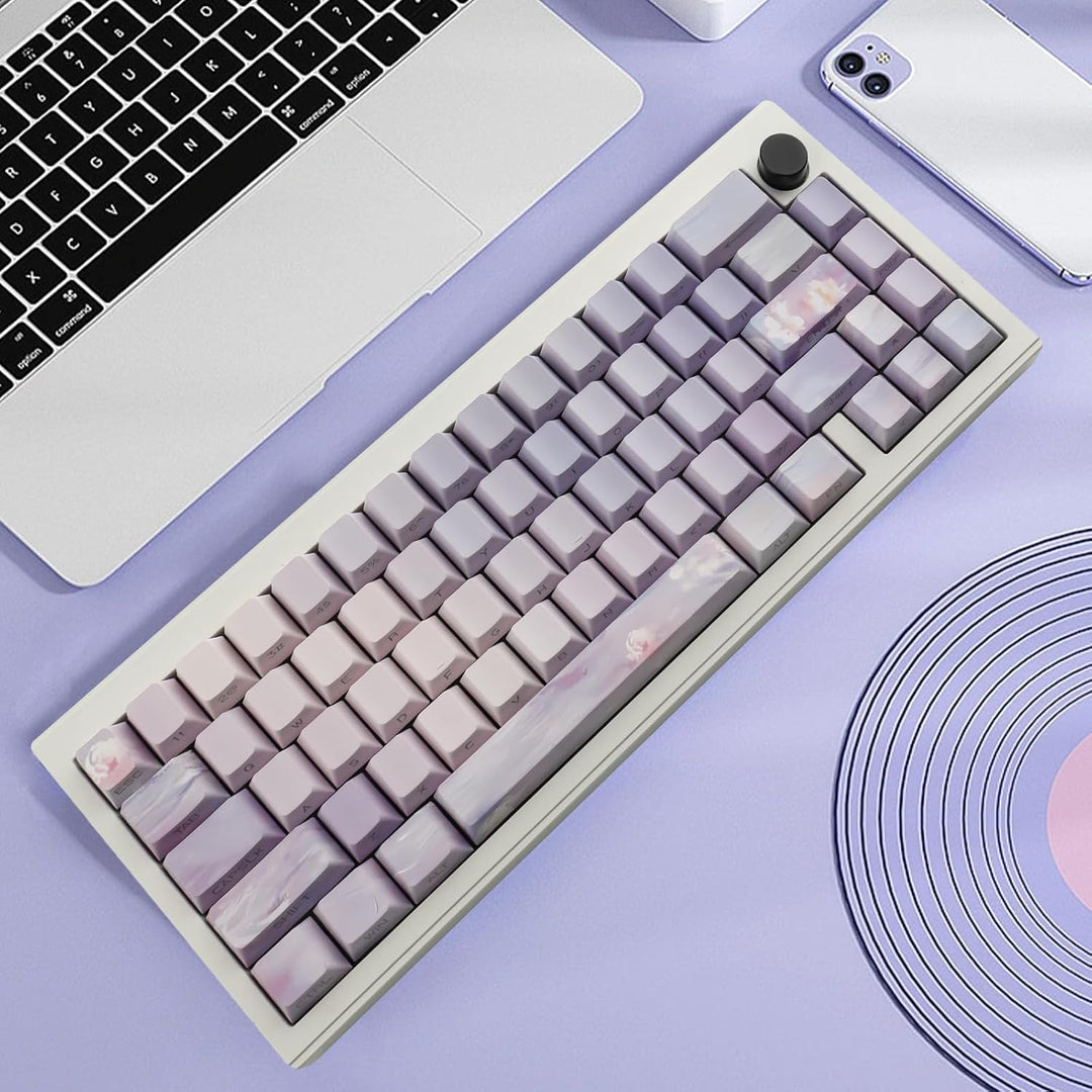 Sunzit PBT Keycaps 130 Tasten Custom Keycaps Cherry Profile Dye-Sub Tastenkappen Set Monet Seerosen