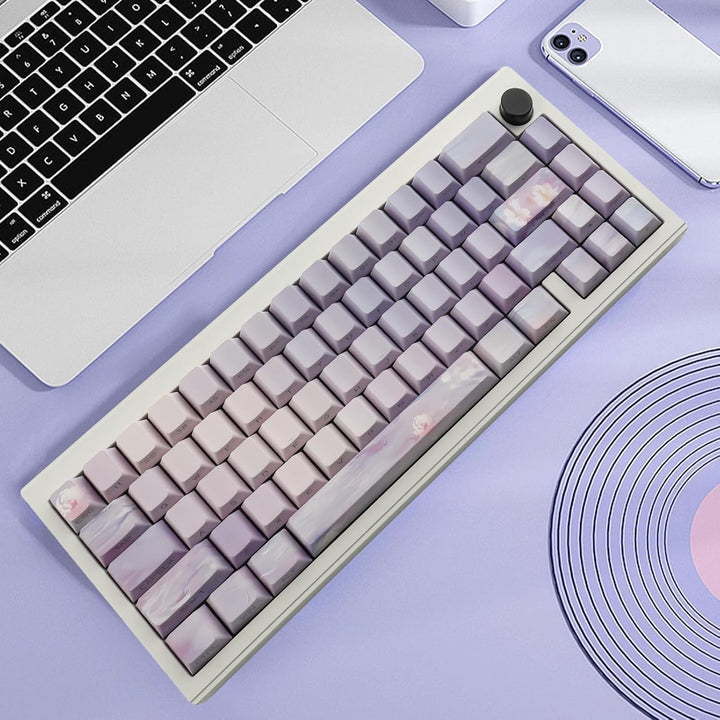 Sunzit PBT Keycaps 130 Tasten Custom Keycaps Cherry Profile Dye-Sub Tastenkappen Set Monet Seerosen