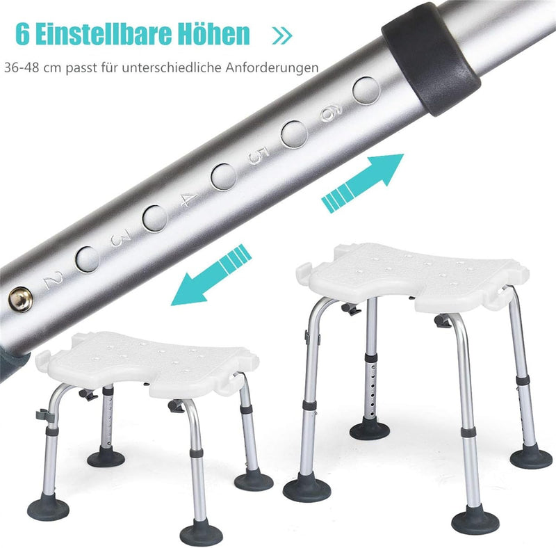 COSTWAY Duschstuhl höhenverstellbar, Duschhocker mit Duschkopfhalterung, Badehocker 100KG belastbar,