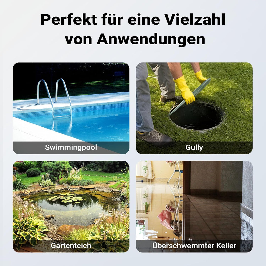 Wiltec Tauchpumpe mit Sensor 400 W, Tiefbrunnenpumpe mit 2 Modi, leistungsstarke Wasserpumpe 7300 l/