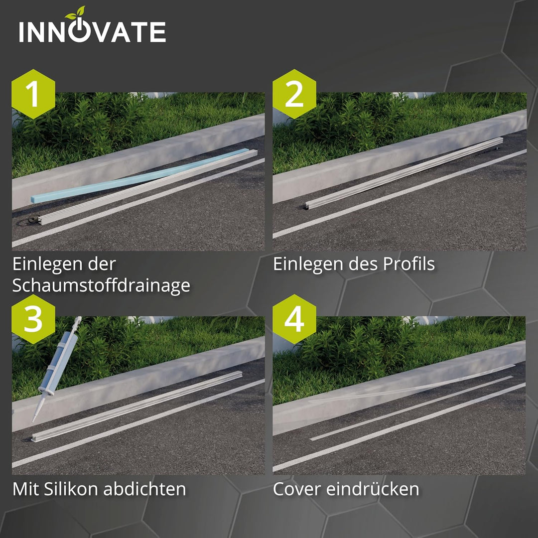 INNOVATE LED Profil Befahrbar 2m [2000mm Schaumstoff-Drainage] Auffahrt Beleuchtung LED Boden Befahr
