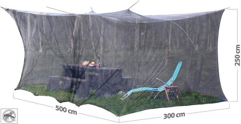 infactory Mückennetz: XXL-Moskitonetz, Innen & Aussen, 300 x 500 x 250 cm, 220 Mesh, schwarz (Moskit